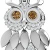 Necklaces | TRUTH JEWELS INC Truth Jewels Inc 1/6 Cttw Round Cut Natural Diamond Vintage Owl Pendant Necklace In 925 Sterling Silver With Chain(18 Inch) For Women |(Color J-K, Clarity I1-I2)|Real Diamond Fine Jewelry Gift Box Included