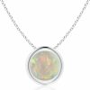 Necklaces | Angara Angara Bezel-Set Round Opal Solitaire Pendant Necklace For Women, Girls In Sterling Silver / 14K Solid Gold/Platinum October Birthstone | Jewelry Gift For Her | Birthday | Wedding | Anniversary