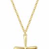 Necklaces | MEVECCO Mevecco Gold Dainty Cross Necklace 18K Gold Plated Cz Turquoise Faith Pendant Necklace Minimalist Handmade Crucifix Chain Necklace Gift