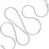 Necklaces | Designer Sterling Silver 925 Sterling Silver 1Mm Or 1.6Mm 8 Sided Italian Snake Chain - Italian Necklace For Women - Lobster Claw Clasp