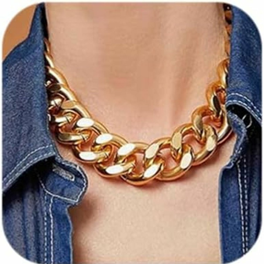 Necklaces | Octwine Octwine Statement Punk Cuban Link Chain Choker Necklace Chunky Chain Link Necklace Boho Fashion Collar Necklace Jewelry Gift For Women Girls( Gold