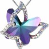 Necklaces | GEMMANCE Gemmance Butterfly Birthstone Crystal Necklace - Silver Tone With 18"+2" Chain - Necklace Mother'S Day Anniversary Birthday Christmas - Gifts For Women Girls Daughter