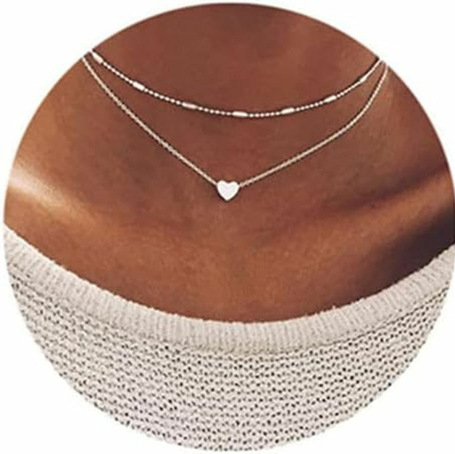 Necklaces | Aluinn Aluinn Love Heart Layered Choker Necklace Silver Simple Beads Pendant Necklace Simple Chain For Women And Teen Girls