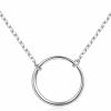 Necklaces | Ladytree Ladytree S925 Sterling Silver Dainty Simple Circle Pendant Eternity Necklace,Rolo Chain,18+2