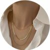 Necklaces | NECOCY Necocy Herringbone Necklace For Women,14K Gold Plated Layered Gold Necklaces Dainty Gold Herringbone Necklace Chunky Thin Paperclip Snake Chain Choker Necklace For Women Girls Gold Jewelry Gifts