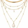 Necklaces | fxmimior Fxmimior Boho 5 Tier Gold Punk Chain Layered Necklace Dainty Pearls Pearls Pendant Long Choker Necklaces Jewelry For Women