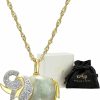 Necklaces | MORGAN & PAIGE Morgan & Paige 18K Yellow Gold Plated 925 Sterling Silver Genuine Green Jade With Diamond Or Created White Sapphire Animal Pendant Necklace, 18\"