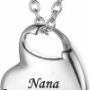 Necklaces | Gisunye Gisunye Cremation Urn Necklace For Ashes Urn Jewelry,Forever In My Heart Carved Stainless Steel Keepsake Waterproof Memorial Pendant For Mom & Dad With Filling Kit…