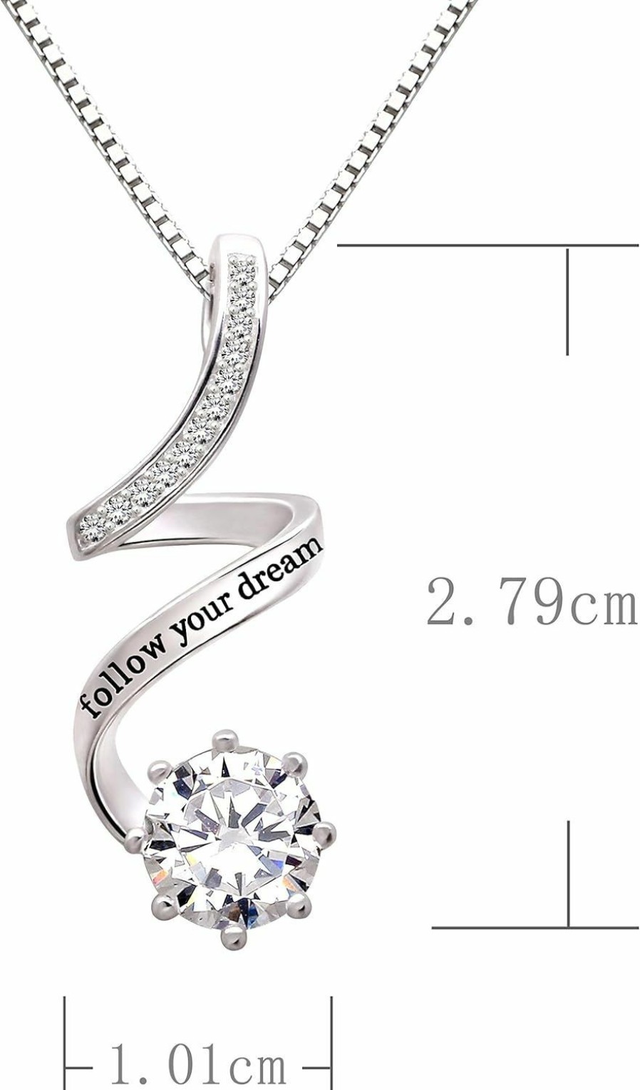 Necklaces | ALOV Alov Jewelry Sterling Silver "Follow Your Dream" Cubic Zirconia Pendant Necklace