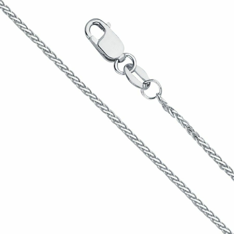 Necklaces | The World Jewelry Center The World Jewelry Center 14K Real Yellow Or White Gold 1Mm Diamond Cut Round Wheat Chain Necklace With Lobster Claw Clasp