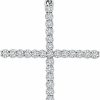 Necklaces | Gem Stone King Gem Stone King 10K White Gold White Lab Grown Diamond Cross Necklace | 0.25 Cttw | 1 1/4 Inch | Jesus Christian Reiligous Crucifix Jewelry Pendant Necklace For Women | With 18 Inch Chain