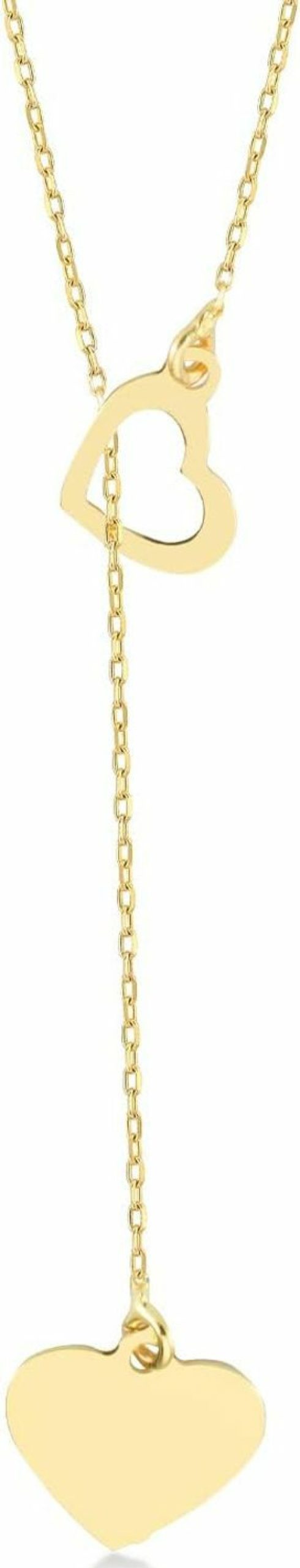 Necklaces | GELIN Gelin 14K Solid Gold Two Heart Lariat Y-Necklace For Women