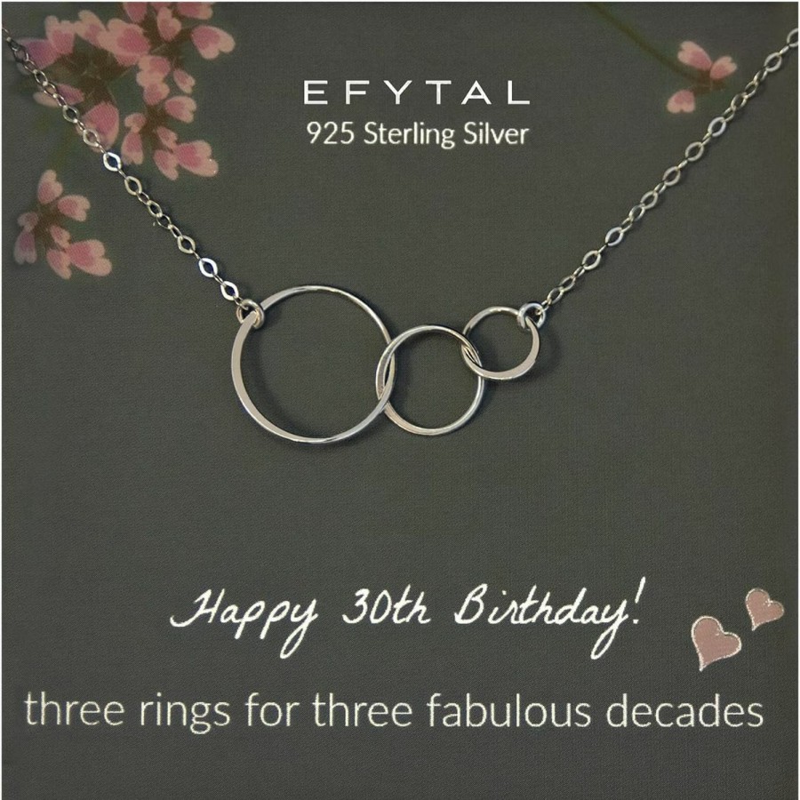 Necklaces | EFYTAL Efytal 30Th Birthday Gifts For Her, Sterling Silver Or Gold Plated 3 Circles Necklace, 30 Year Old Happy Birthday Gift For Women, 30Th Best Friend Birthday Gifts For Women, 30Th Birthday Decorations