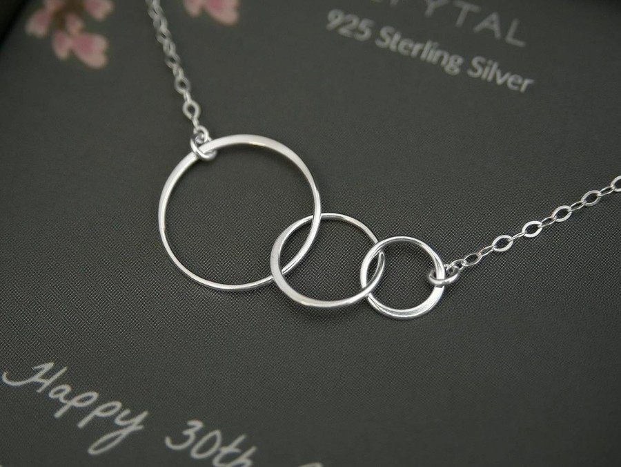 Necklaces | EFYTAL Efytal 30Th Birthday Gifts For Her, Sterling Silver Or Gold Plated 3 Circles Necklace, 30 Year Old Happy Birthday Gift For Women, 30Th Best Friend Birthday Gifts For Women, 30Th Birthday Decorations