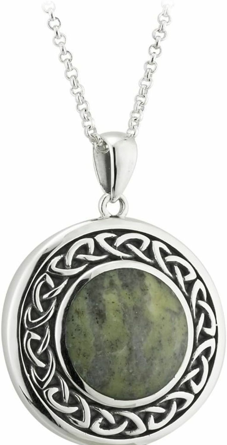 Necklaces | Biddy Murphy Biddy Murphy 925 Sterling Silver Celtic Weave Connemara Marble Pendant Necklace For Women, Black Patina Detail, 7/8\", 18\" Inch, Traditional Irish Jewelry, Imported