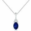 Necklaces | Angara Angara Natural Blue Sapphire Oval Pendant Necklace In Sterling Silver For Women, Girls With 18\" Chain | September Birthstone Jewelry Gift For Her | Wedding