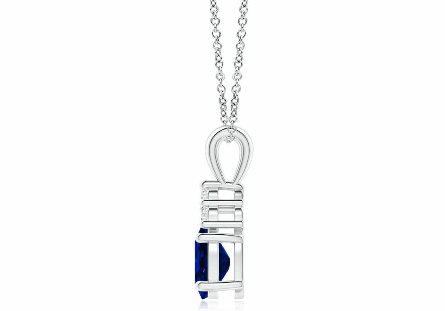 Necklaces | Angara Angara Natural Blue Sapphire Oval Pendant Necklace In Sterling Silver For Women, Girls With 18\" Chain | September Birthstone Jewelry Gift For Her | Wedding