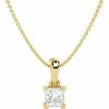 Necklaces | Carbon Atelier Igi Certified 1/4 To 2 Carat Princess Cut Lab Grown Diamond Square Solitaire Pendant Necklace For Women I 14K Gold Necklace (G-H, Vs1-Vs2, Cttw) I 18 Inch Long Chain I Lobster Claw