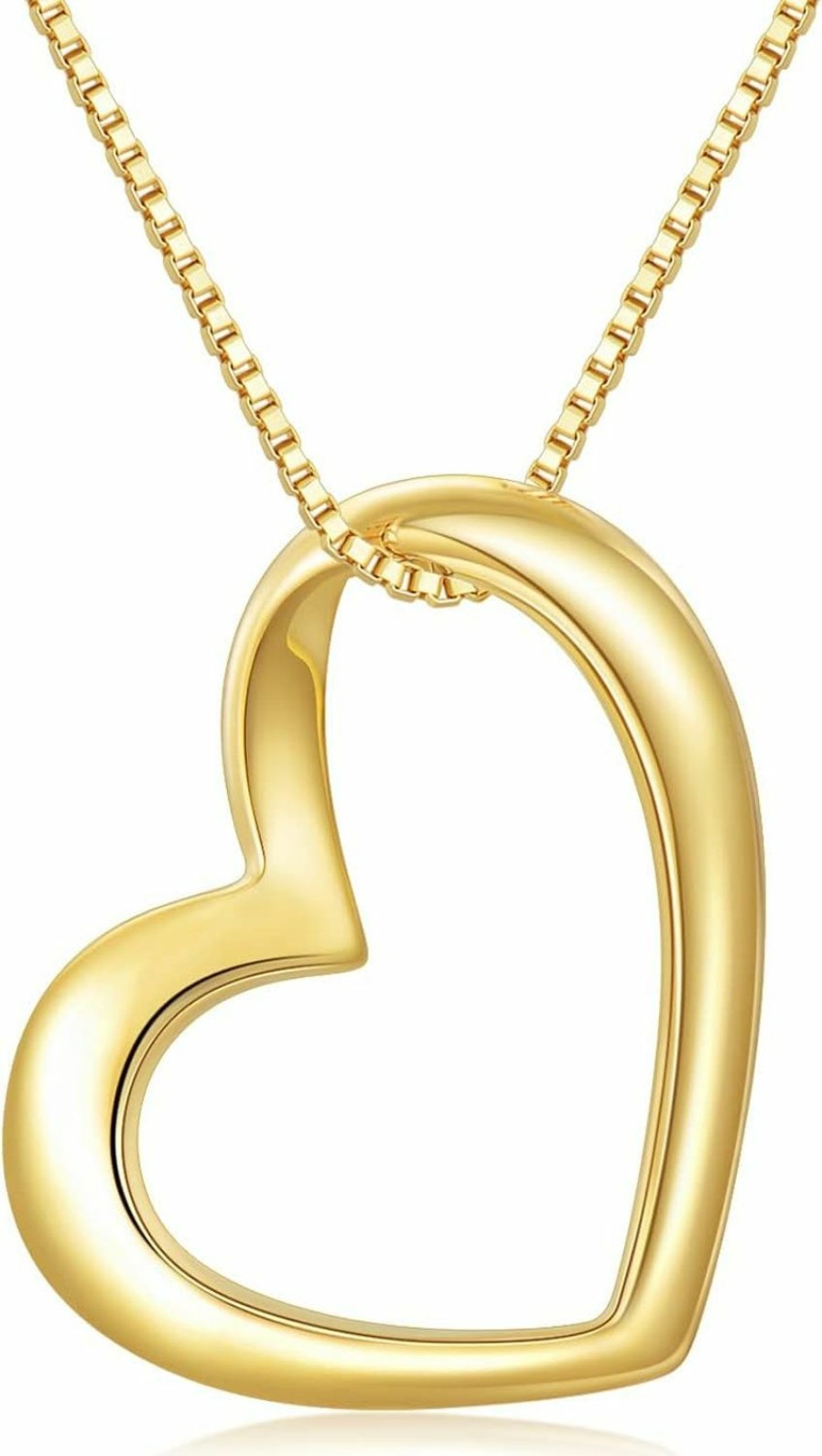 Necklaces | SISGEM Sisgem 14K Gold Open Heart Necklace For Women, Real Gold Love Pendant And Box Chain Jewelry For Wife, Gifts For Her, 18 Inch