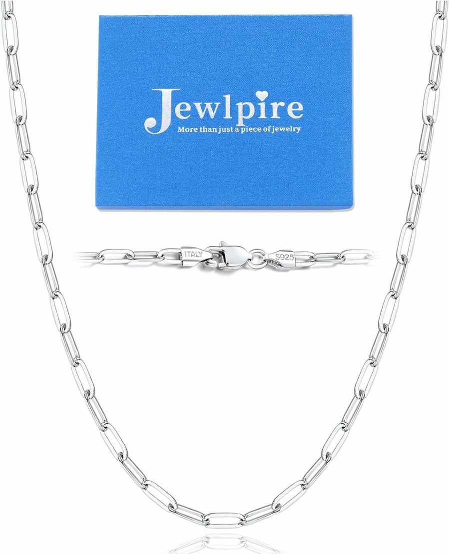 Necklaces | Jewlpire Jewlpire Italian Soild 14K Real Gold Over 925 Sterling Silver Paperclip Chain Necklace For Women Girls, Hypoallergenic & Comfortable Women'S Chain Necklaces 16/18/20/22/24/26 Inch