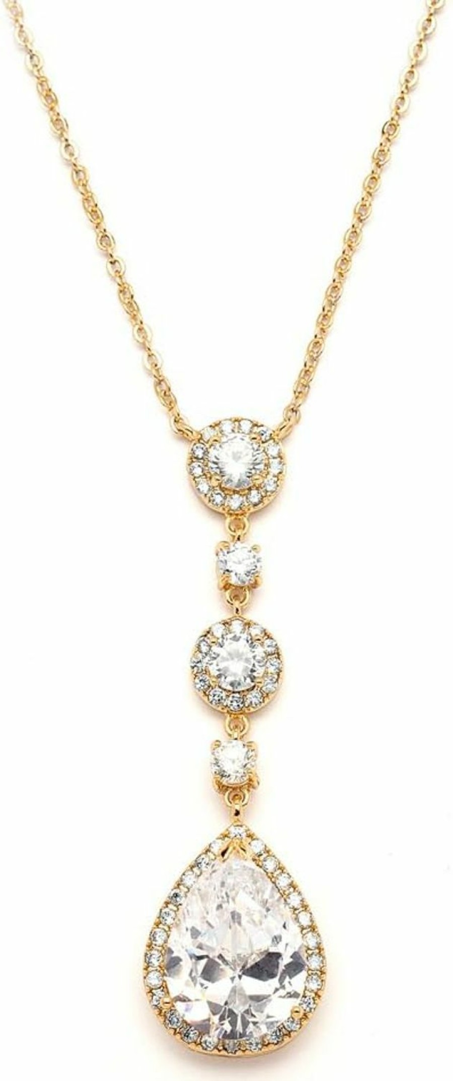 Necklaces | Mariell Mariell Bridal And Wedding Necklace, Cubic Zirconia Crystal Drop Pendant Necklace For Brides, Bridesmaids, Prom, Homecoming, Mother Of The Bride