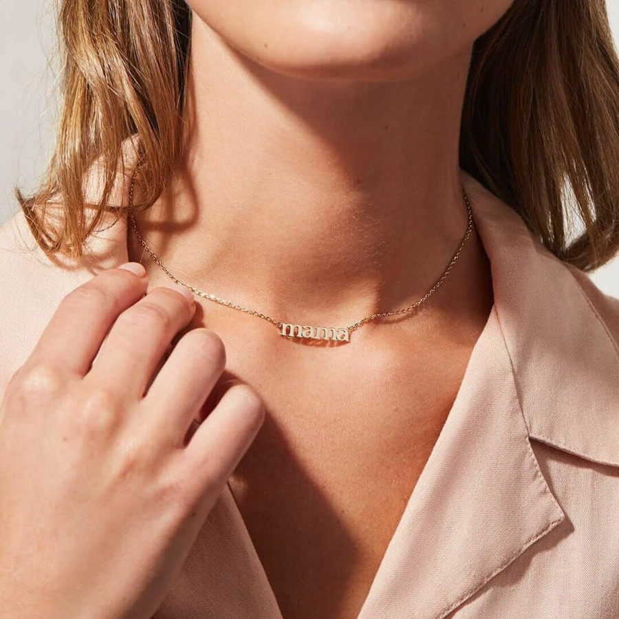 Necklaces | Ana Luisa Ana Luisa 14K Gold Mama Necklace - Beautiful & Sentimental 14K Gold Plated Nameplate Necklace - Hypoallergenic, Water-Resistant & Tarnish-Free Necklaces - Mom Necklace