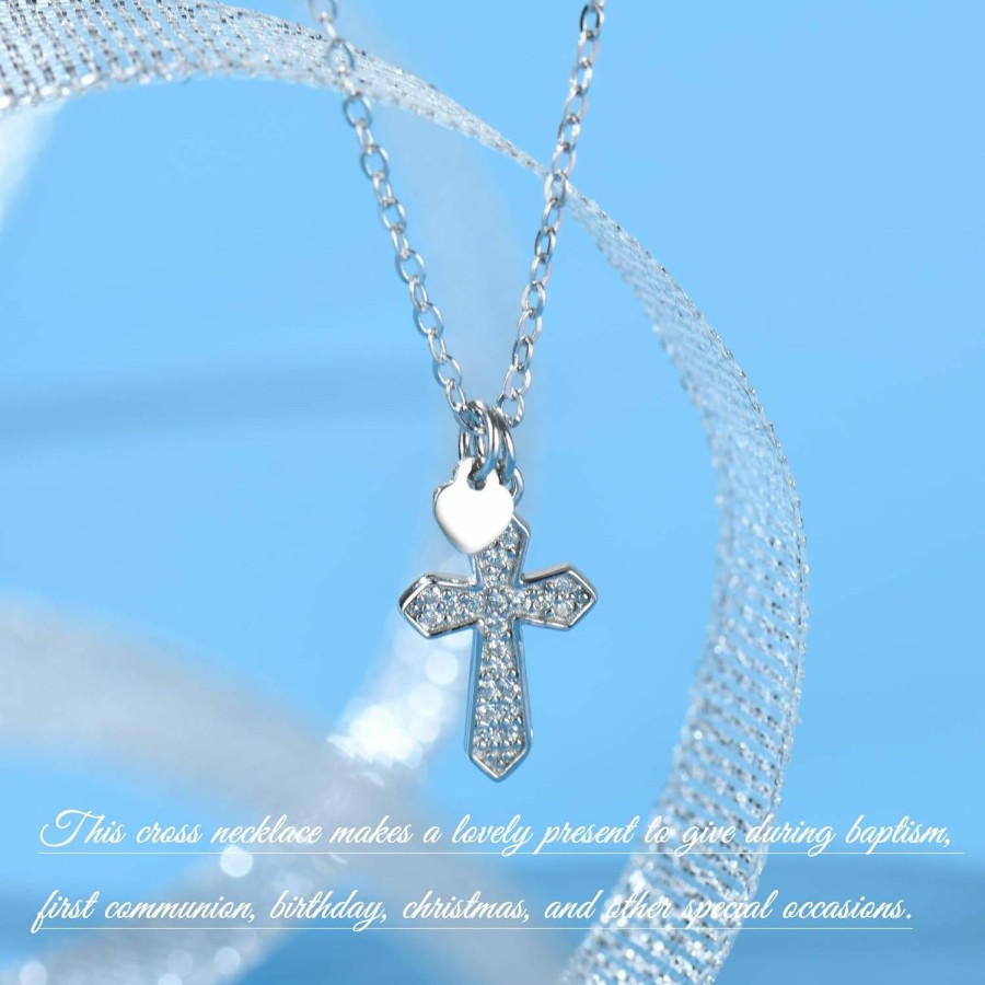 Necklaces | NOURISHLOV First Baptism Gift Girl, Sterling Silver Cross Heart Necklace For Women, First Communion Gifts, Christian Baptism, Lds Gift, Confirmation Gifts For Teenage Girl, Easter Gifts For Goddaughter