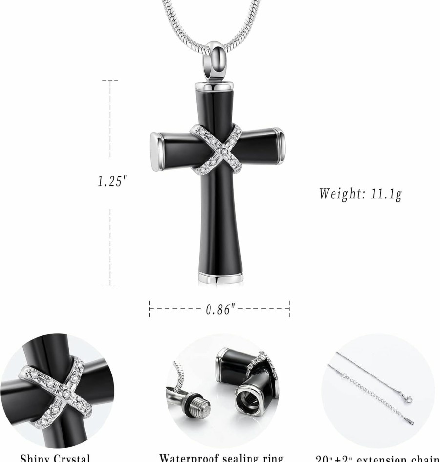 Necklaces | Minicremation Minicremation Rope Winding Cross Cremation Ashes Urn Pendant Necklace Memorial Keepsake Jewelry Lord'S Prayer Cross Ashes Necklaces