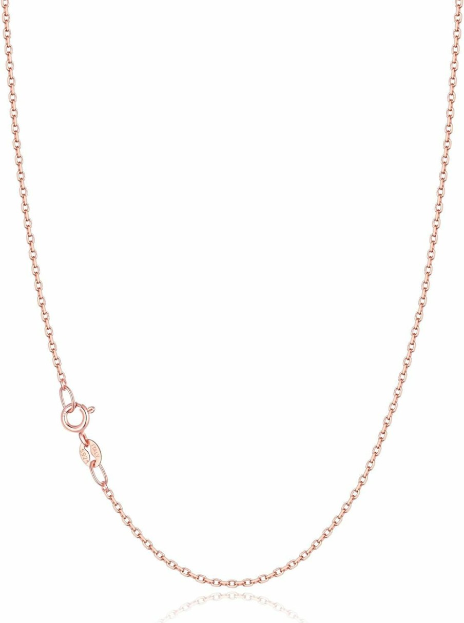 Necklaces | Jewlpire Jewlpire Solid 18K Gold Over 925 Sterling Silver Chain Necklace For Women Girls, 1.2Mm Cable Chain Necklace Super Sturdy & Shiny Women'S Chain Necklaces 14/16/17/18/20/22/24 Inches