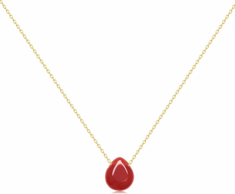 Necklaces | Joxevyia Joxevyia Gemstone Teardrop Necklace For Women Dainty Raw Stone Healing Crystals Teardrop Necklace Natural Carnelian Pendant Necklace Anniversary Birthday Valentines Christmas Gift For Her