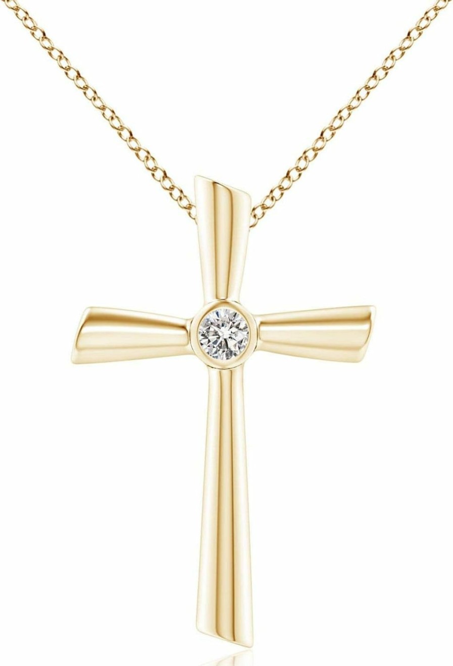 Necklaces | Angara Angara Natural Diamond Cross Pendant Necklace For Women, Girls In 14K Solid Gold/Platinum | April Birthstone | Jewelry Gift For Her | Birthday|Wedding Anniversary