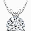 Necklaces | DYUNQ Dyunq 1-3 Ct Moissanite Necklace For Women, Solitaire Lab Created Diamond Pendant, 18K White Gold Plated D Color Round Cut 925 Sterling Silver Necklace, Gra Certified, 18 Inch Box Chain