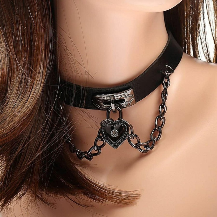 Necklaces | Shegirl Shegirl Gothic Choker Necklace Black Geometric Leather Collar Necklace Fashion Punk Jewelry For Women And Girls