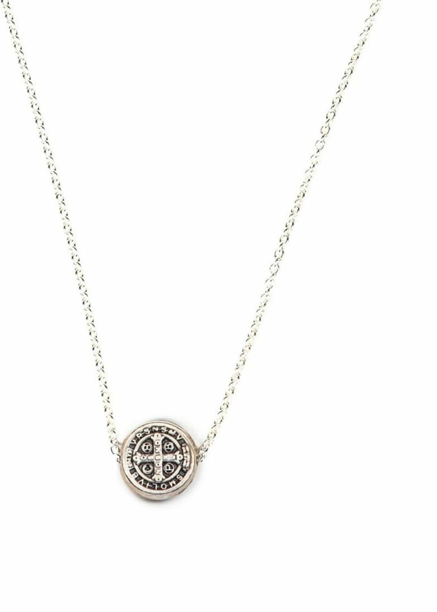 Necklaces | My Saint My Hero My Saint My Hero Benedictine Petite Necklace - Silver Tone, Includes Floating Silver Benedictine Medal Of Protection