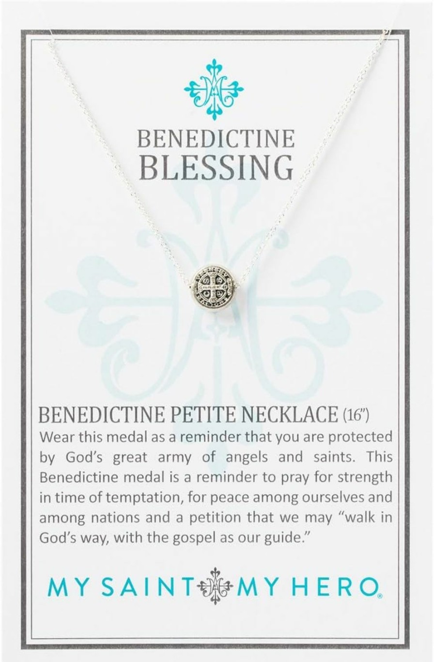 Necklaces | My Saint My Hero My Saint My Hero Benedictine Petite Necklace - Silver Tone, Includes Floating Silver Benedictine Medal Of Protection