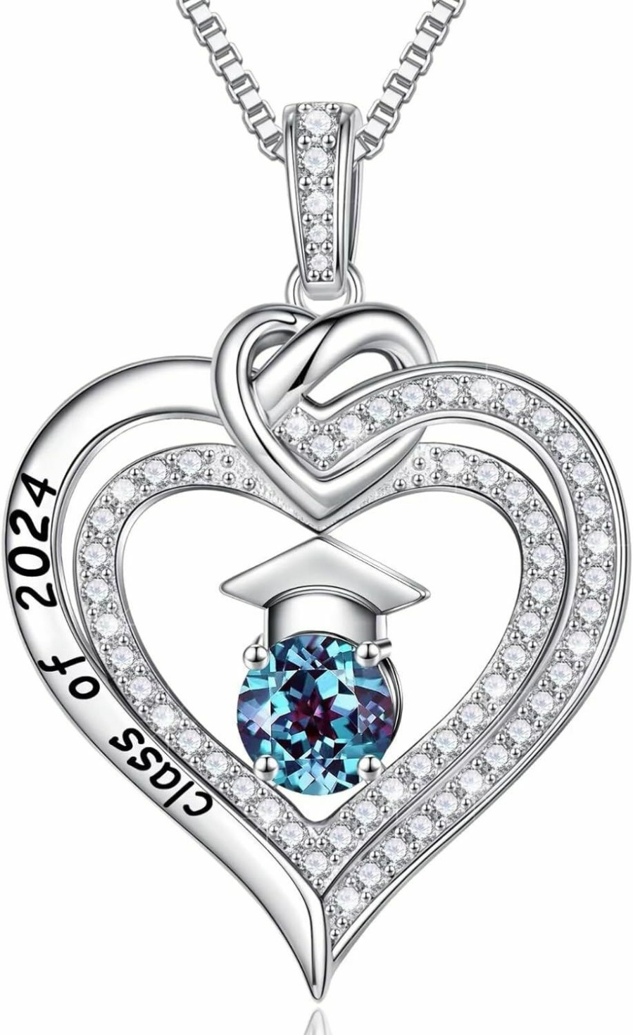 Necklaces | Turandoss Turandoss Graduation Gifts For Her 2024, S925 Sterling Silver Birthstone Necklace Engraved Class Of 2024 Inspirational Graduation Necklaces High School College Graduation Gifts For Her 2024