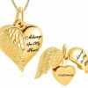 Necklaces | Yinplsmemory Yinplsmemory Love Heart Urn Necklace For Ashes Keepsake Memorial Cremation Jewelry Stainless Steel Angel Wing Heart Urn Locket Ashes Holder Memorial Urn Jewelry For Human/Pet Ashes