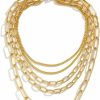 Necklaces | KunJoe Layered Chain Necklaces For Women 18 Inch Gold Plated Paperclip Chain Silver Tone Choker Necklace Rope Ball Chains Punk Jewelry