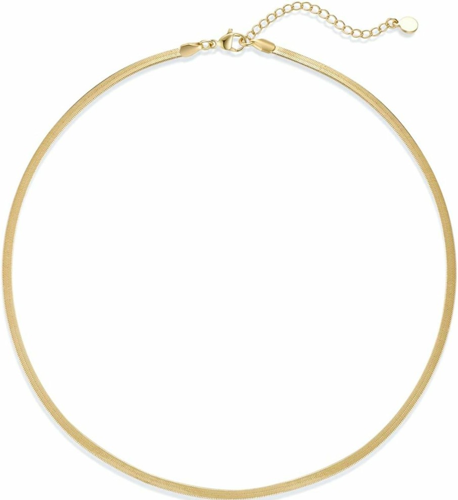 Necklaces | NUZON 14K Gold Plated Dainty Choker Necklace For Women Girls | Snake Chain, Cuban Link, Paperclip, Ball Beaded Chain, Tennis Chain, Natural Freshwater Pearl Necklace Fashion Jewelry For Gift