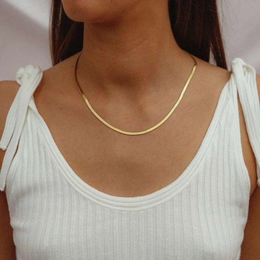 Necklaces | NUZON 14K Gold Plated Dainty Choker Necklace For Women Girls | Snake Chain, Cuban Link, Paperclip, Ball Beaded Chain, Tennis Chain, Natural Freshwater Pearl Necklace Fashion Jewelry For Gift