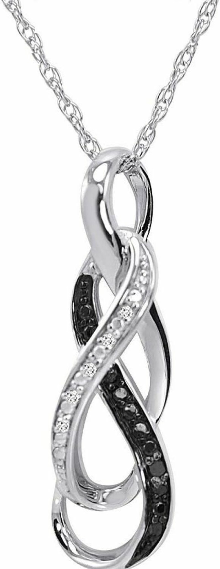 Necklaces | Amanda Rose Collection Amanda Rose Collection Black And White Diamond Infinity Pendant Necklace In Sterling Silver For Women |Real Diamonds In Real Sterling Silver- On An 18 Inch Sterling Silver Chain