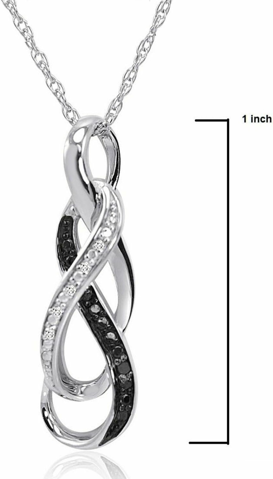 Necklaces | Amanda Rose Collection Amanda Rose Collection Black And White Diamond Infinity Pendant Necklace In Sterling Silver For Women |Real Diamonds In Real Sterling Silver- On An 18 Inch Sterling Silver Chain