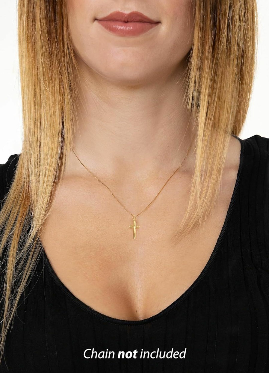 Necklaces | forme di Lucchetta Lucchetta - 14 Karat Yellow Gold Cross Shiny Diamond-Cut Effect - Without Chain / 14K Italian Religious Gift Charm For Necklaces (Up To 4Mm) | Authentic Christian Jewelry From Italy