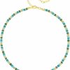 Necklaces | KissYan Kissyan Boho Beaded Choker Necklace For Women, Gemstone Necklace Natural Stone Freshwater Pearl Surfer Necklace 14K Gold Plated Summer Beach Handmade Jewelry