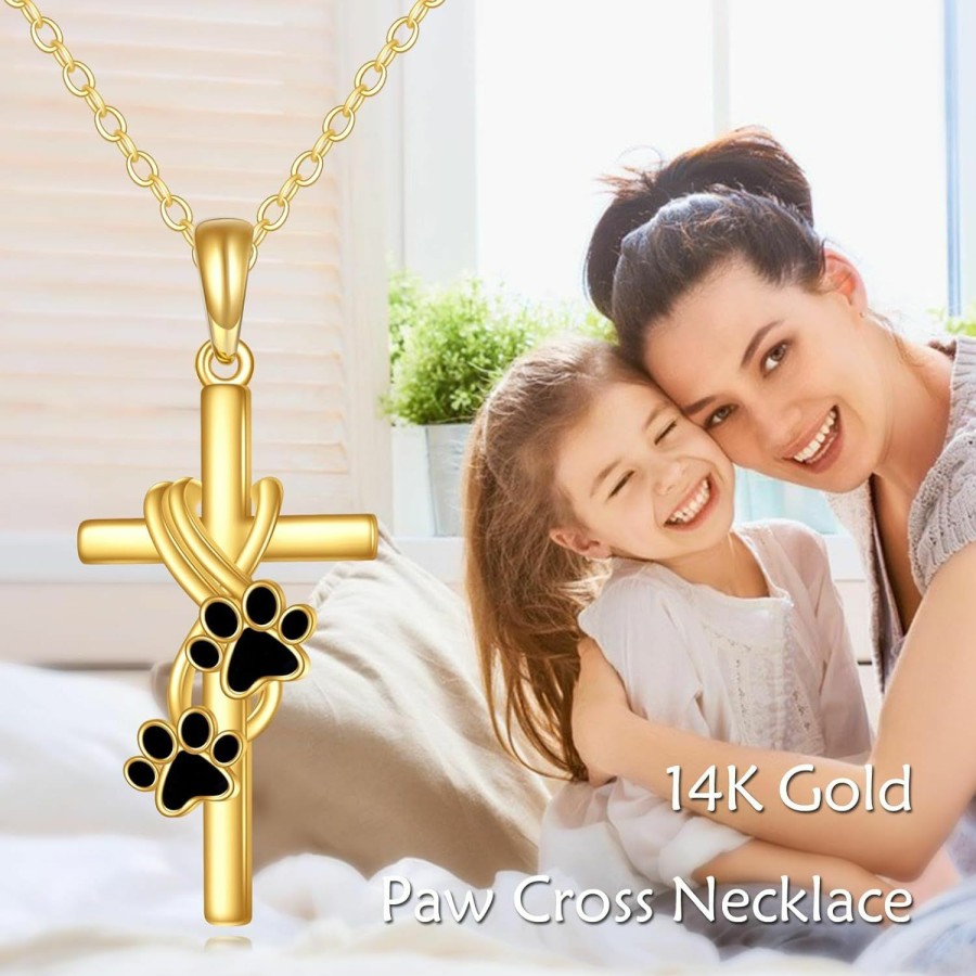 Necklaces | KECHO Kecho 14K Real Gold Cross Jewelry Gifts For Mother Daughter Grandma Sister Cross Pendant Necklace For Women Girls