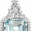 Necklaces | Gem Stone King Gem Stone King 925 Sterling Silver Sky Blue Simulated Aquamarine Necklace | Emerald Cut 14X10Mm Pendant Necklace For Women | 7.24 Cttw | With 18 Inch Silver Chain