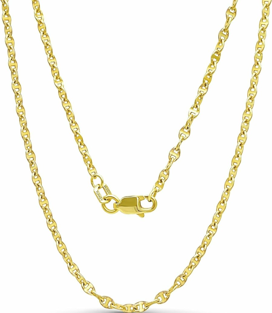 Necklaces | JEWELHEART Jewelheart 14K Real Gold Hammered Mariner Chain - 2Mm Twisted Anchor Link Chain - Dainty Diamond Cut Yellow Gold Pendant Chain Necklace For Women With Lobster Clasp 16" 18" 20" 22" 24"