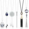 Necklaces | Jstyle Jstyle 6Pcs Women Long Sweater Necklace Silver Plated Rhinestone Flower Tassel Pendant Neckace Jewelry Women Gifts