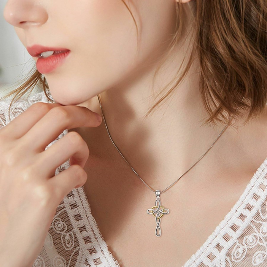 Necklaces | YFN Yfn Cross Necklace 925 Sterling Silver Celtic Knot Cross Infinity Heart Love Pendant Necklace 18\"