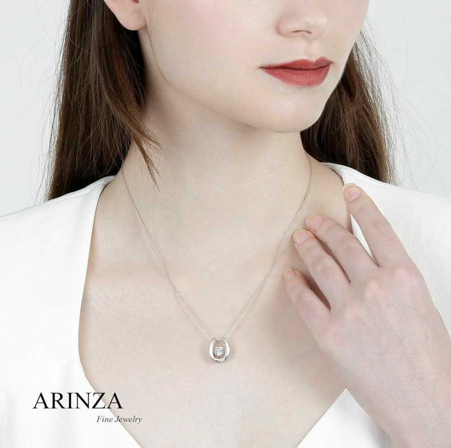 Necklaces | ARINZA Arinza Horseshoe Necklaces For Women, 925 Sterling Silver 1Carat Dancing Diamond Cubic Zirconia Cz Pendant, Anniversary Birthday Mother'S Day Gifts For Women Mom/Wife/Sister